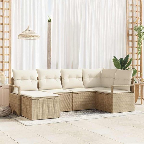 vidaXL Sada pohoviek s vankúšom 8 pcs Béžová a krémová polyratan