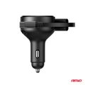 Nabíjačka do auta výsuvná C kábel + lightning kábel + USB C port 12/24V 60W AMiO-04370