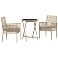 vidaXL Záhradný bistro set 3 ks Béžová polyratan