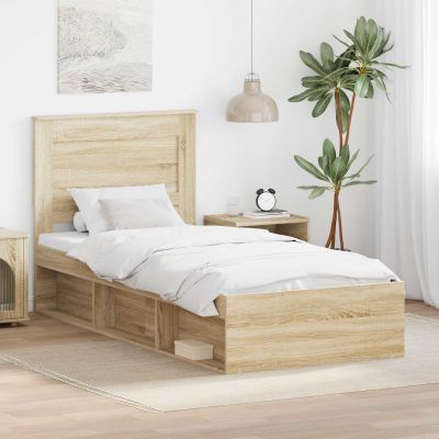 vidaXL Rám postele Sonoma dub 75 x 190 cm Masívne borovicové drevo