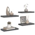 vidaXL Plávajúce nástenné police 4 ks, lesklé sivé 50x23,5x3,8 cm, MDF