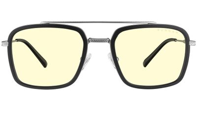 GUNNAR kancelárske/hermé okuliare BARRON SILVER jantárové sklá BLF 65 GUNNAR focus Okuliare, kancelárske, herné, čierno-strieborné obrúčky, jantárové sklá