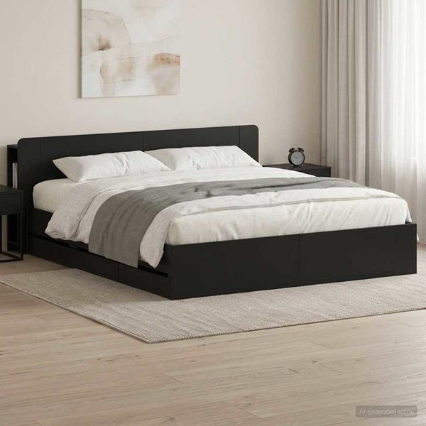 vidaXL Rám postele so skladom Čierna 200 x 200 cm Kompozitné drevo