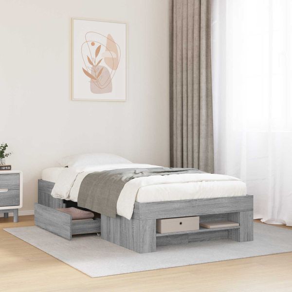 vidaXL Rám postele so skladom Sivý Sonoma 80 x 200 cm Kompozitné drevo