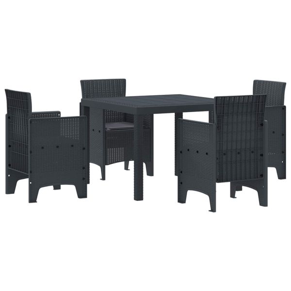 vidaXL Záhradný jedálenský set 5 pcs Antracit Polypropylén