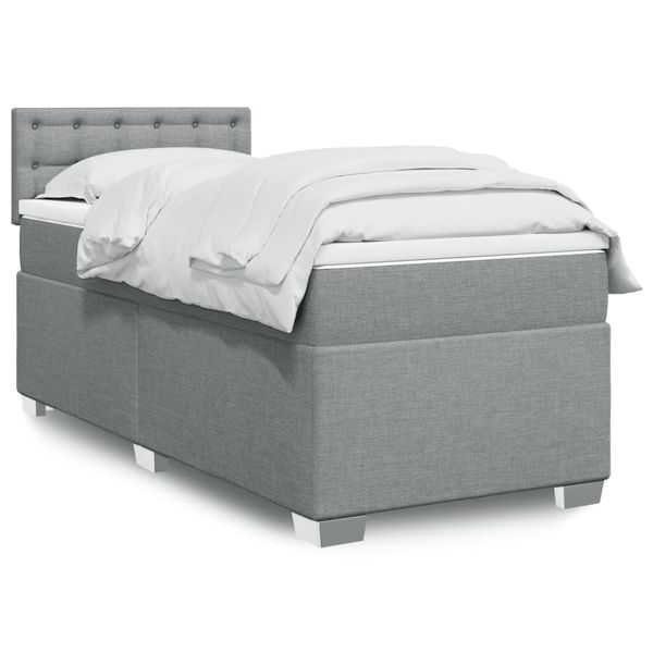 vidaXL Posteľný rám boxsping s matracom bledosivý 90x190 cm látka