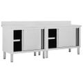 vidaXL Pracovné stoly s posuvnými dvierkami 2ks 240x50x(95-97)cm, oceľ