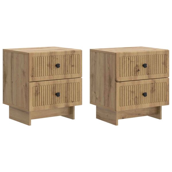 vidaXL Nočný stolík so zásuvkou 2 pcs Dub artisan 43 x 34,5 x 47,5 cm