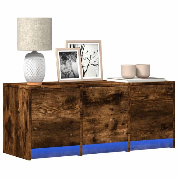 vidaXL TV stolík s LED dymový dub 97x34x40 cm kompozitné drevo