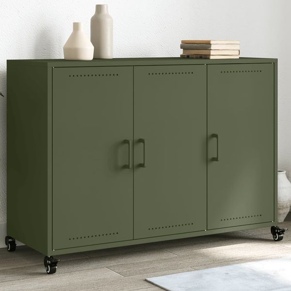 vidaXL Komoda olivovozelená 100,5x39x72 cm oceľ