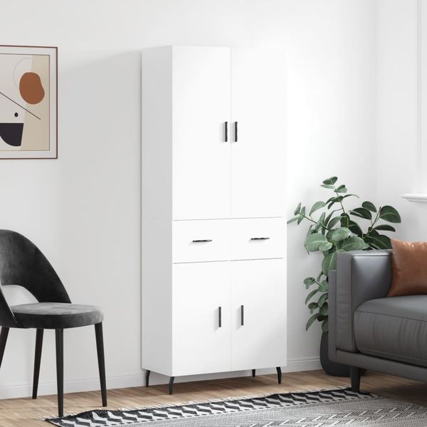 vidaXL Vysoká skrinka biela 69,5x34x180 cm spracované drevo