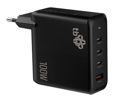 TB 3x USB-C + 1x USB-A nabíjačka, GaN, 100W, čierna