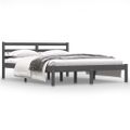 vidaXL Posteľný rám borovicový masív 140x190 cm sivý