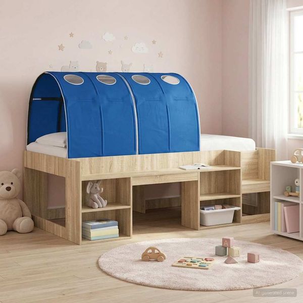 vidaXL Tunelová posteľ 2 pcs Modrá 211 x 67.5 x 2 cm Polyester