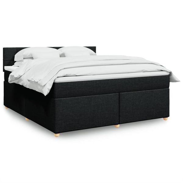 vidaXL Posteľný rám boxspring s matracom čierny 180x200 cm látka