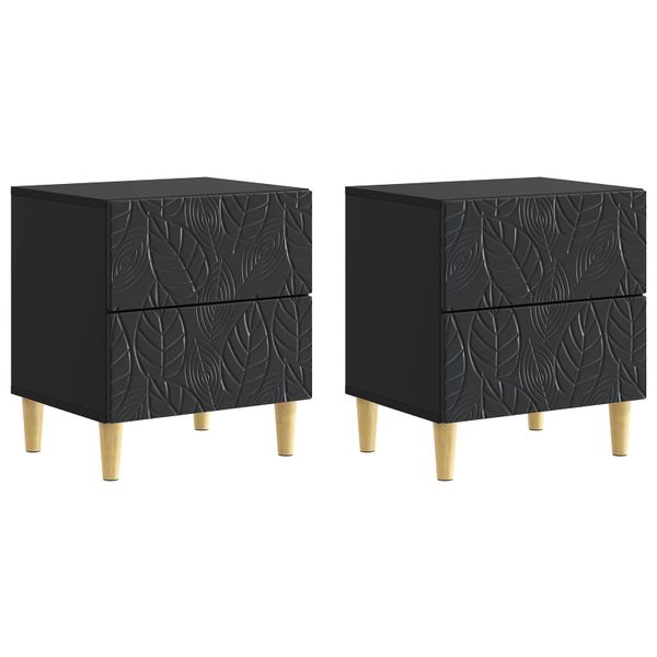 vidaXL Nočný stolík 2 pcs Čierna 43 x 34,5 x 48 cm Kompozitné drevo