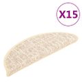vidaXL Kobercové nášľapy na schody 15 ks krémové 56x17x3 cm