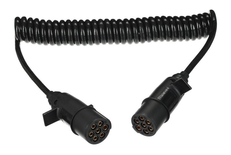 Propojovací spirálový kábel 7pin typ N TRAILER CABLE 11, plastová zástrčka, 24V, 3,5 m SIXTOL