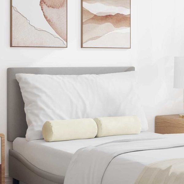 vidaXL Podložkové vankúše 2 pcs Krémová Ø 15 x 40 cm Kordúrová tkanina