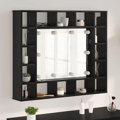 vidaXL Zrkadlová skrinka Čierny dub 91 x 15 x 76,5 cm Kompozitné drevo