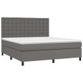 vidaXL Boxspring posteľ s matracom a LED sivá 160x200 cm umelá koža