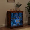 vidaXL Komoda s LED svetlami dymový dub 60,5x37x67 cm