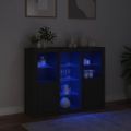 vidaXL Komody s LED svetlami 3 ks čierne kompozitné drevo