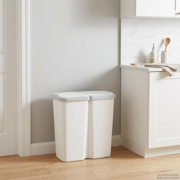 vidaXL Odpadkový kôš Biela 48,5 x 28 x 51 cm PP