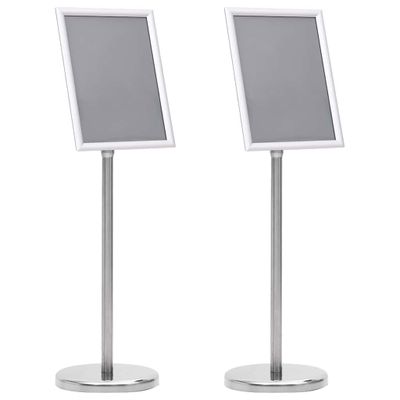 vidaXL Stojany na plagáty 2 pcs Strieborná 32.7 x 24 x 108 cm Hliník