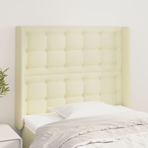 vidaXL Čelo postele so záhybmi krémové 83x16x118/128 cm umelá koža