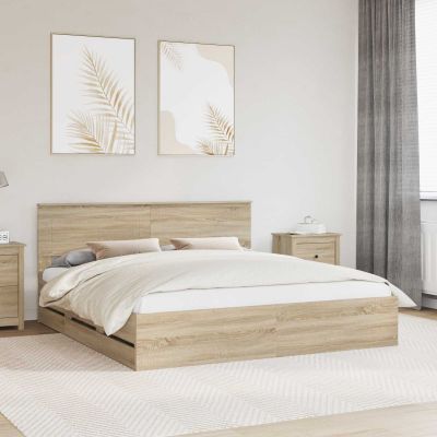 vidaXL Rám postele Sonoma dub 200 x 200 cm Inžinierske drevo