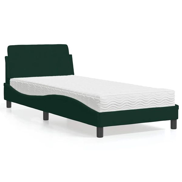 vidaXL Posteľ s matracom Dover tmavozelený 80x200 cm zamat