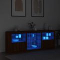 vidaXL Komoda s LED svetlami hnedý dub 181,5x37x67 cm