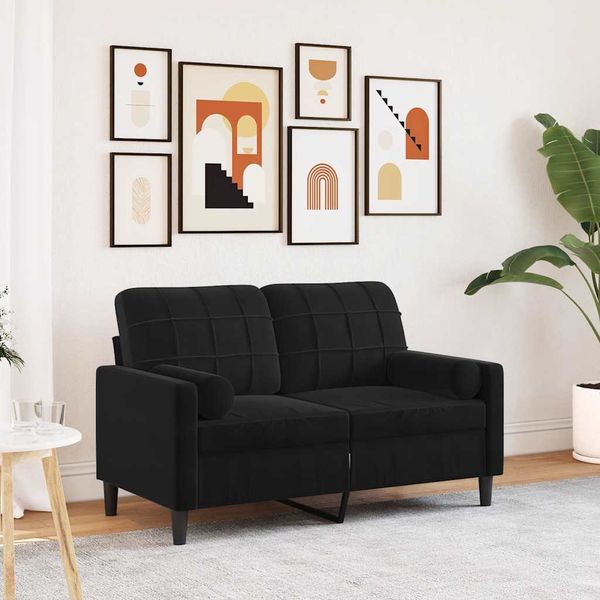 vidaXL 2-miestna pohovka s vankúšmi čierna 120 cm zamat