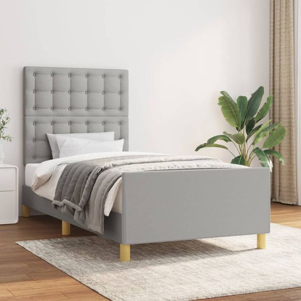 vidaXL Posteľný rám s čelom bledosivý 80x200 cm látka