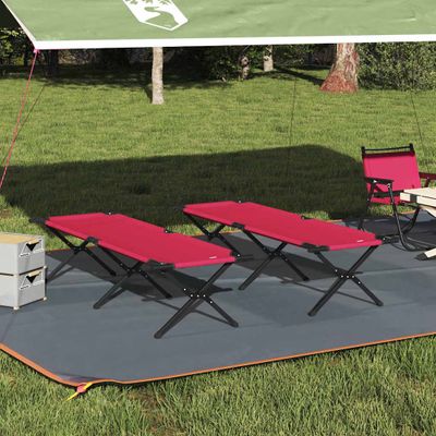vidaXL Skladacia kempingová posteľ 2 pcs Červená 193 x 69 x 45 cm
