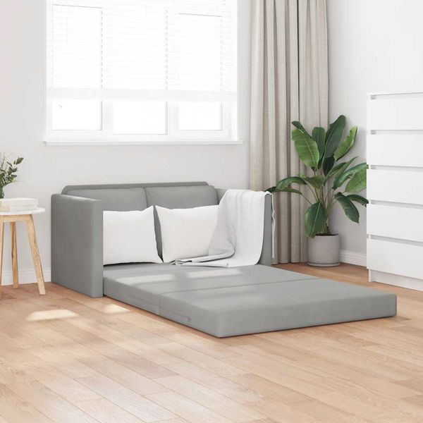 vidaXL Podlahová rozkladacia pohovka 2v1 svetlosivá 122x204x55cm zamat
