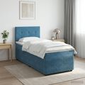 vidaXL Posteľ boxspring s matracom Tmavomodrá 90 x 200 cm Zamat