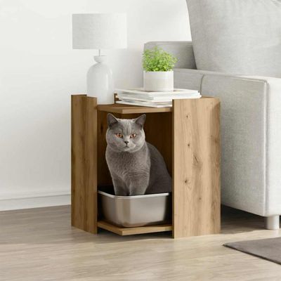 vidaXL Uzavretý box na stelivo dub artisan 42x42x51cm kompozitné drevo