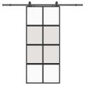 vidaXL Posuvné dvere s kovaním čierne 90x205 cm tvrdené sklo