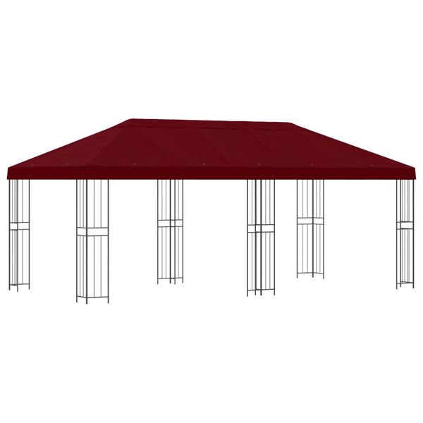 vidaXL Altánok so stenami 6 x 3 m Vínovo červená Polyester a oceľ 190