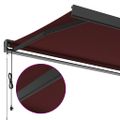 vidaXL Automaticky zaťahovacia markíza burgundská 350x250 cm