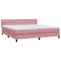 vidaXL Posteľný rám boxsping s matracom ružový 200x220 cm zamat