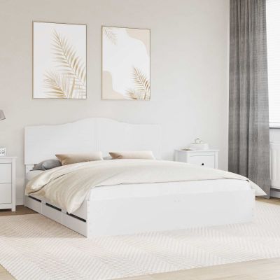vidaXL Rám postele so zásuvkou Biely 180 x 200 cm Inžinierske drevo