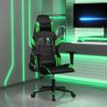 vidaXL Masážna herná stolička čierna a zelená umelá koža