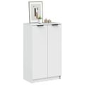 vidaXL Botník lesklý biely 59x35x100,5 cm spracované drevo