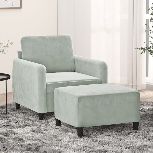 vidaXL Kreslo s podnožkou bledosivé 60 cm zamat