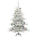 vidaXL Umelý Sklápací Vianočný Stromček Biela 150 cm PVC a oceľ