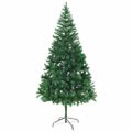 vidaXL Osvetlený umelý vianočný stromček+gule 210 cm, 910 vetvičiek