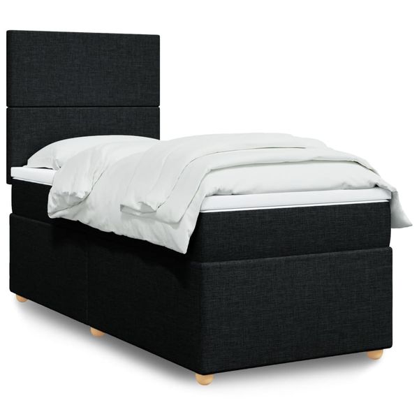 vidaXL Posteľný rám boxspring s matracom čierny 90x200 cm látka